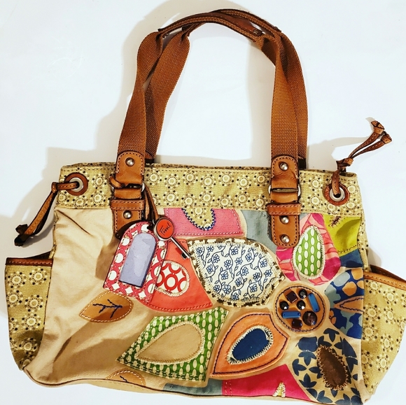 Fossil Handbags - Fossil Tan Floral Patchwork BOHO Style Purse